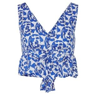 Thakoon size 2 blue floral ruffle crop top